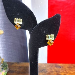 Vintage Amber Toned Screw Back Earrings